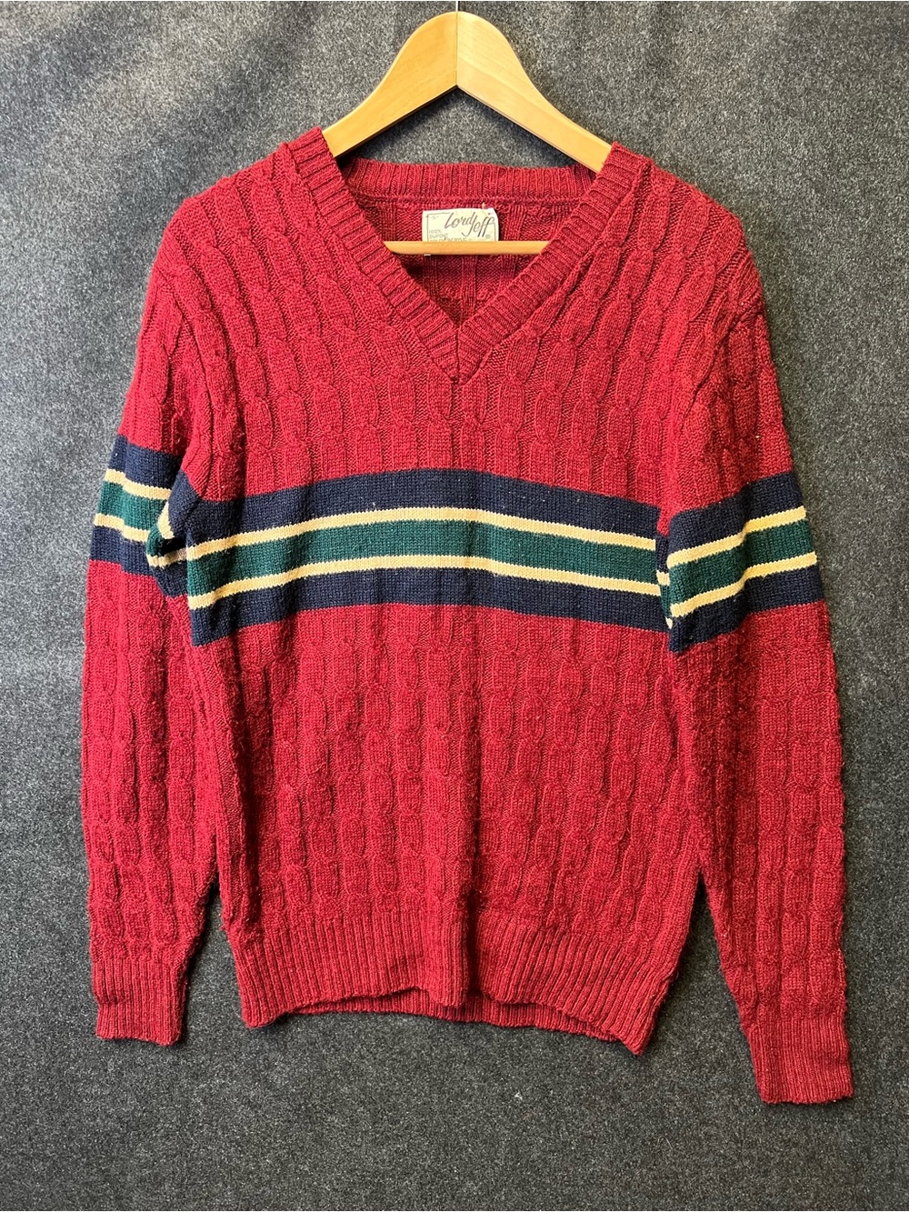 Vintage 80s Lord Jeff V-Neck Sweater Men’s S (Fits M) Made In USA Retro Winter